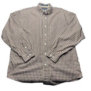 Vintage Tommy Hilfiger Golf Brown Plaid Mens M Button Up Shirt 2000 Preppy